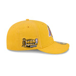 Fitted New Era 59FIFTYLA Lakers cap i gult med Lakers logo, hardwood classic design, foran visning