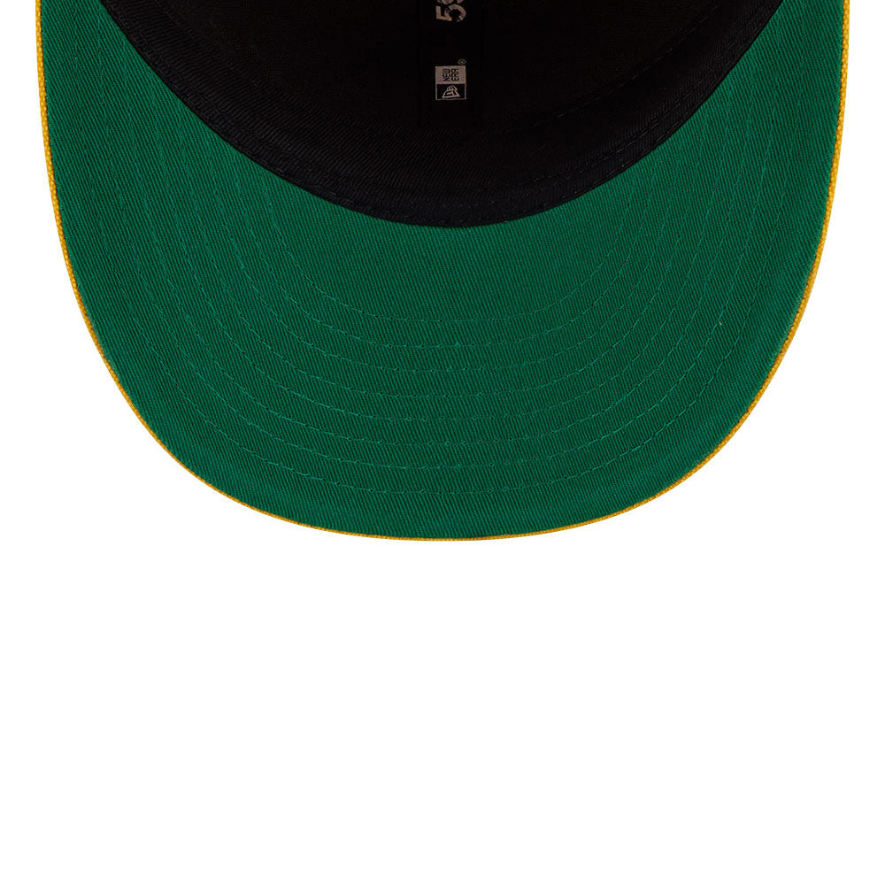 New Era 59FIFTY fitted Lakers cap i gult med Hardwood Classic design, sportlig og stilfuld basketball-hat.