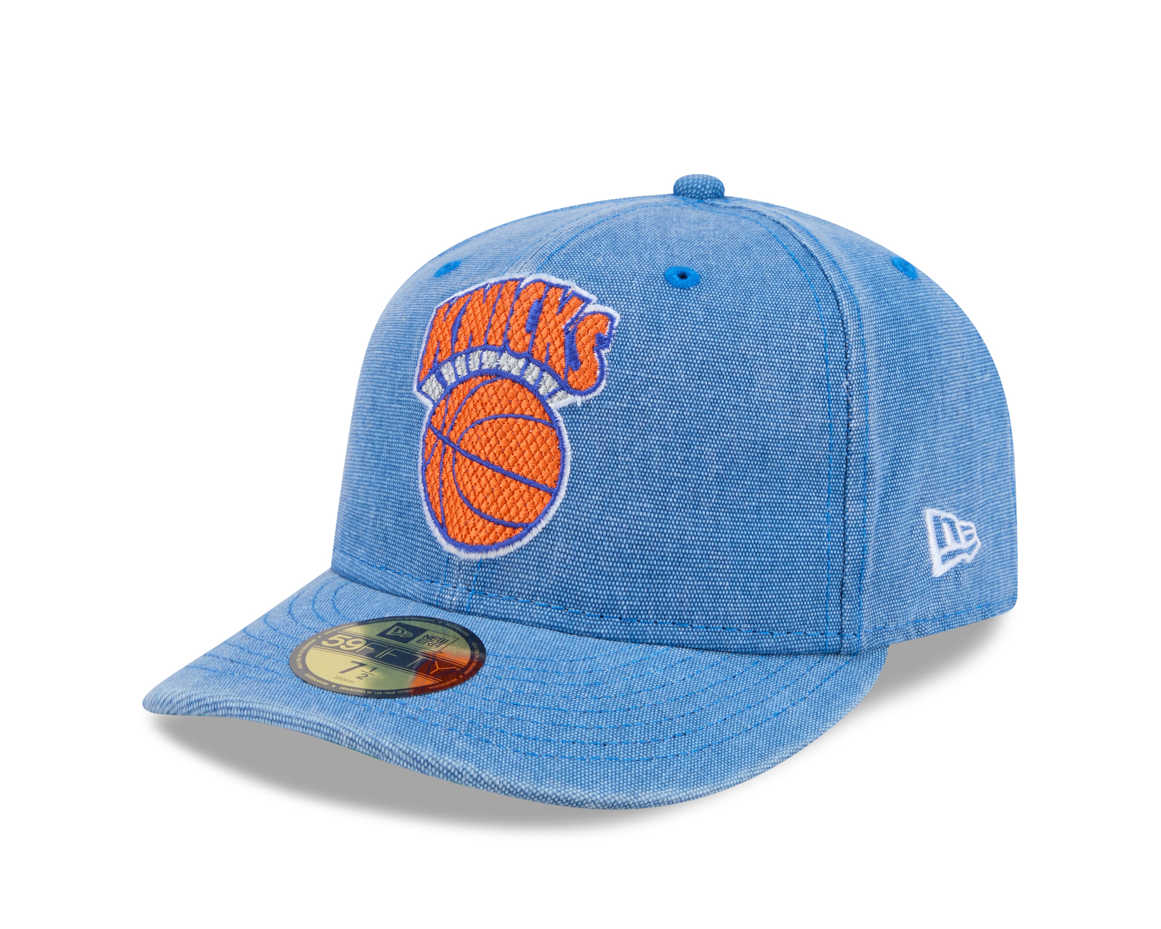 Mørkeblå New Era 59FIFTY fitted New York Knicks hat med Hardwood Classic design og logo foran.