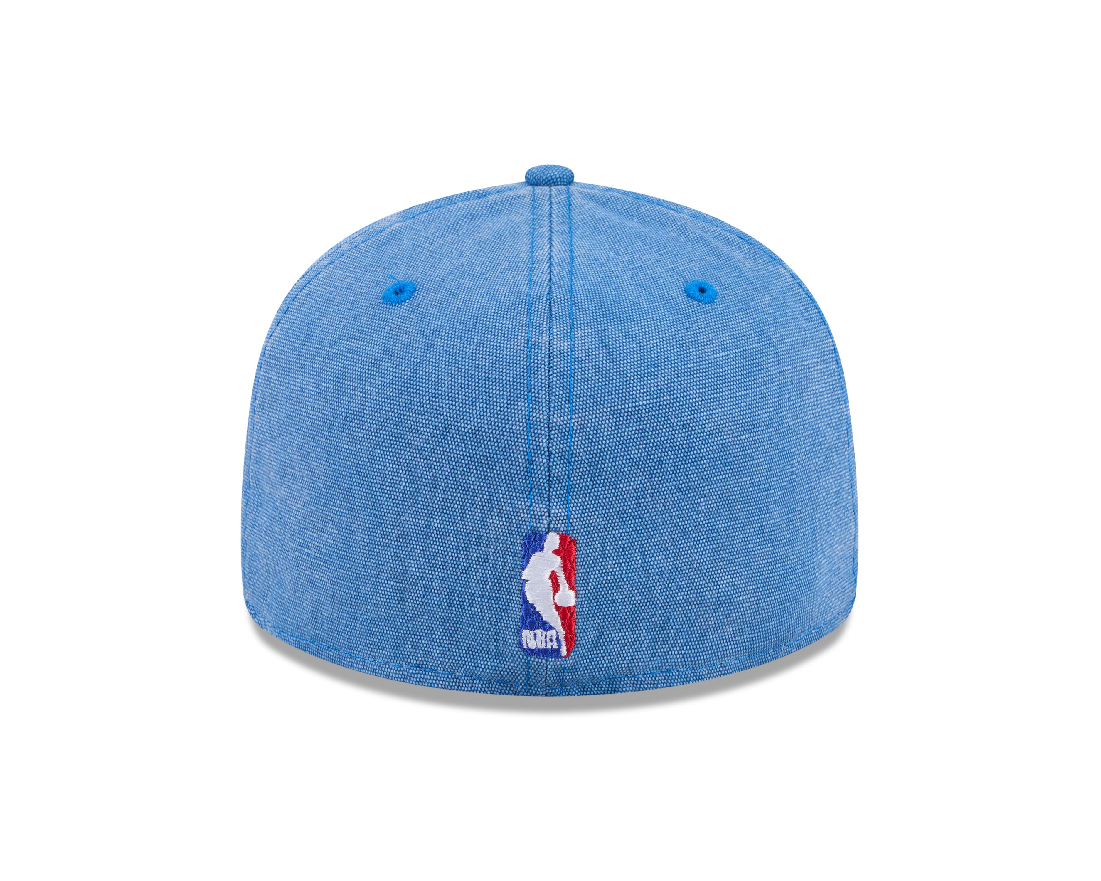 Blå New Era 59FIFTY fitted kasket med Knicks logo, Hardwood Classic design, synlig foran og på siden.