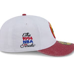 New Era 59FIFTY fitted cap med Houston Rockets logo i hvid og rød, hardwood classic design set fra siden