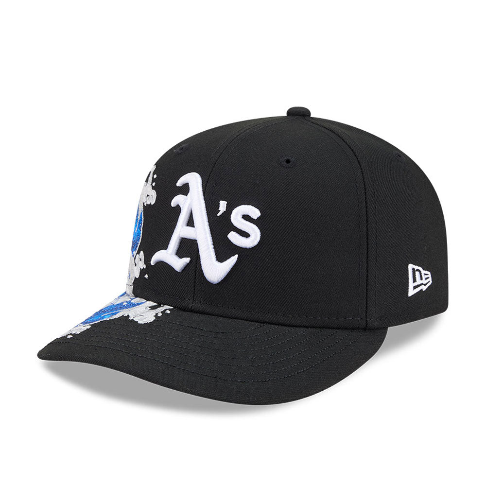 Sort New Era Oakland Athletics 9FIFTY A-Frame snapback cap med VISSURF-design, justeret pasform og flat visir.