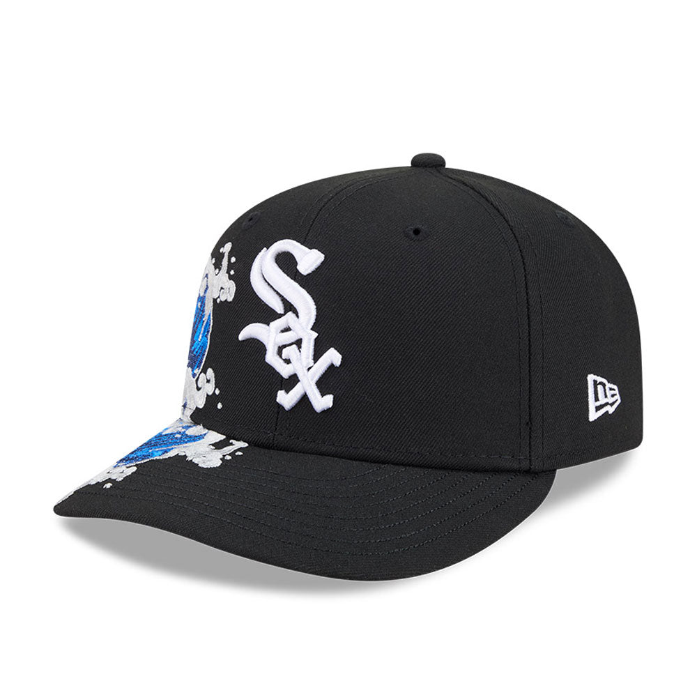 Sort New Era Chicago White Sox 9FIFTY A-Frame snapback cap med VISSURF-logo og justerbar snapback.