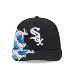 Sort New Era Chicago White Sox 9FIFTY A-Frame snapback cap med VISSURF-mønster, justeret pasform og flat visir.
