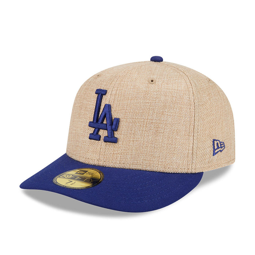 Sort New Era 59FIFTY fitted cap med LA Dodgers logo og twine-design, til sports- og baseballfans.