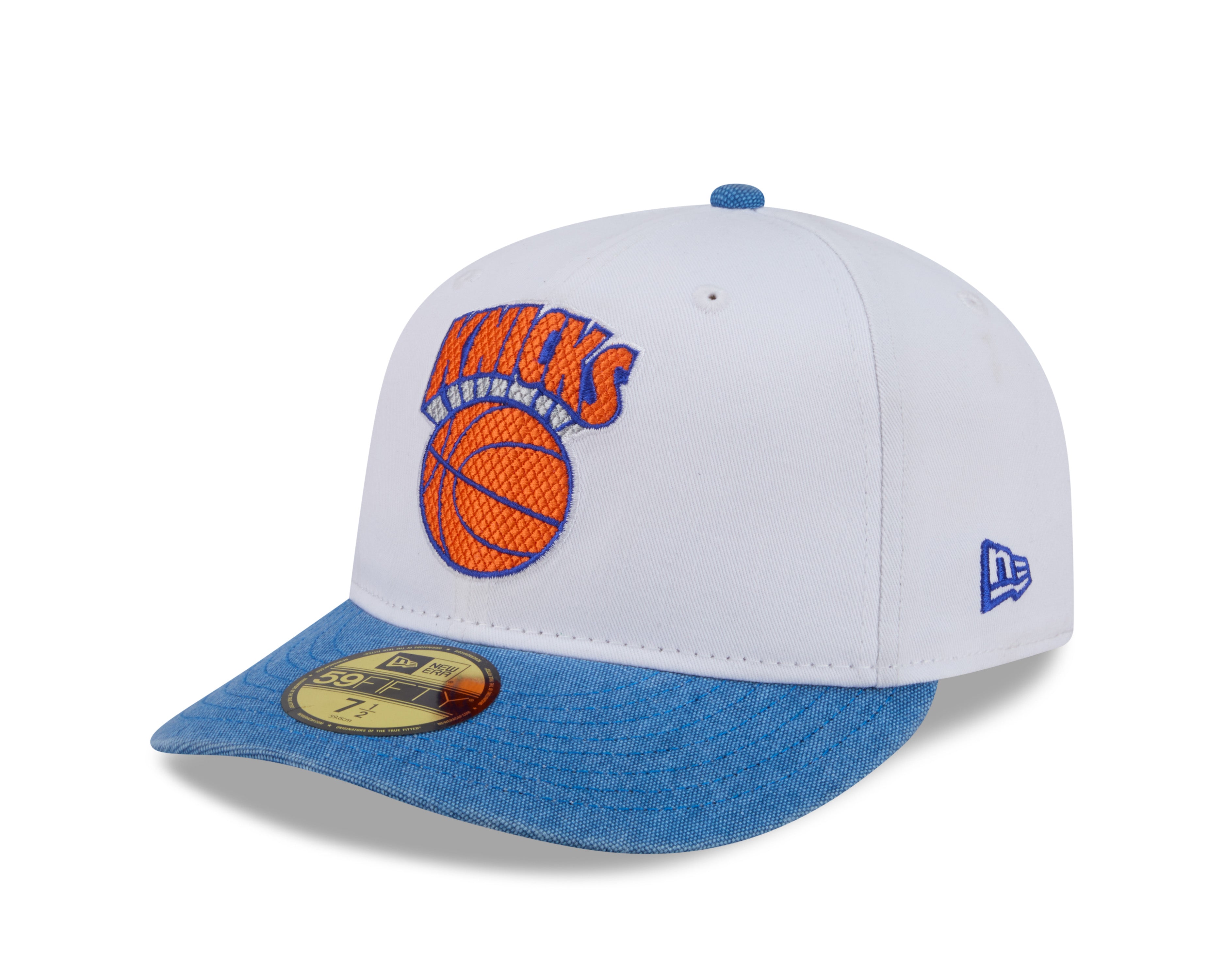 New Era 59FIFTY fitted cap med Knicks logo i hvid og blå, Hardwood Classic design, foran vises capens logo og farver