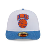 New Era 59FIFTY fitted kasket med Knicks logo, hvid og blå, Hardwood Classic design, foran vises cap's logo og farver
