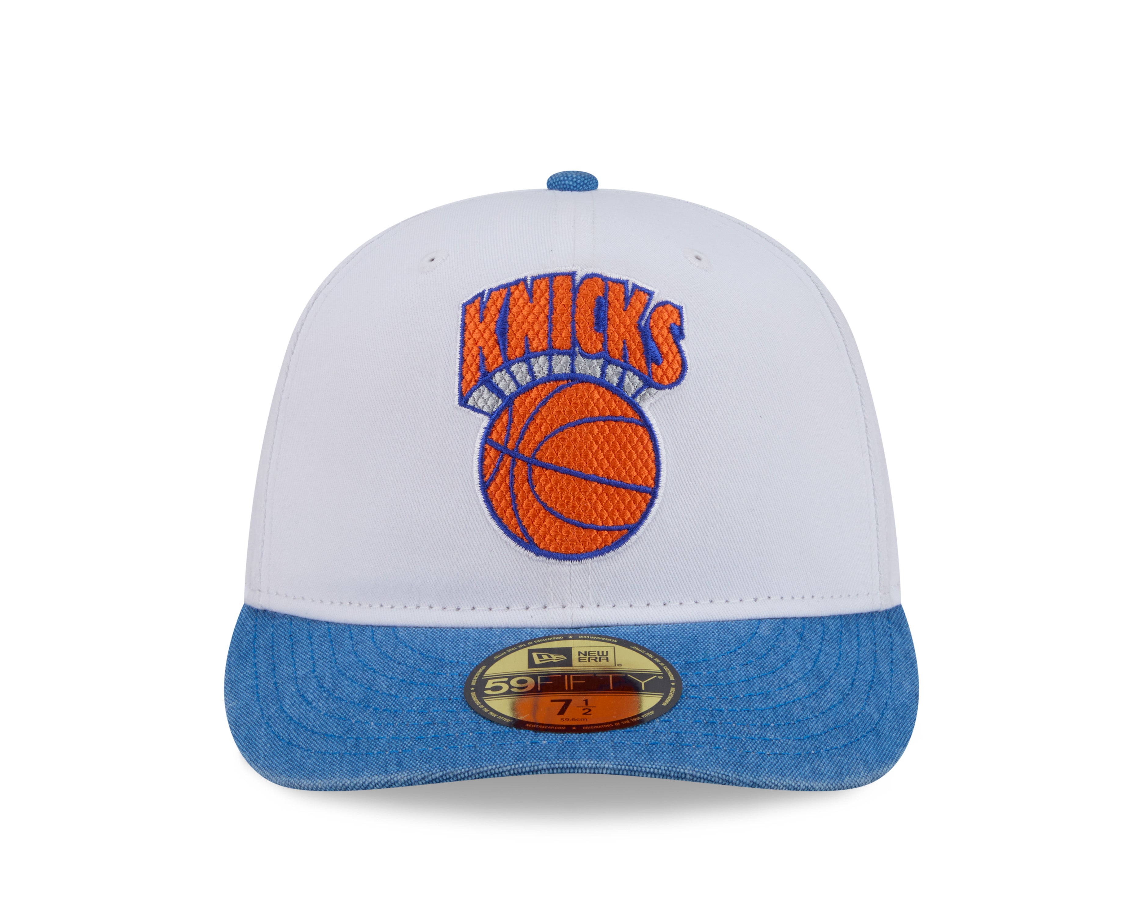 New Era 59FIFTY fitted kasket med Knicks logo, hvid og blå, Hardwood Classic design, foran vises cap's logo og farver