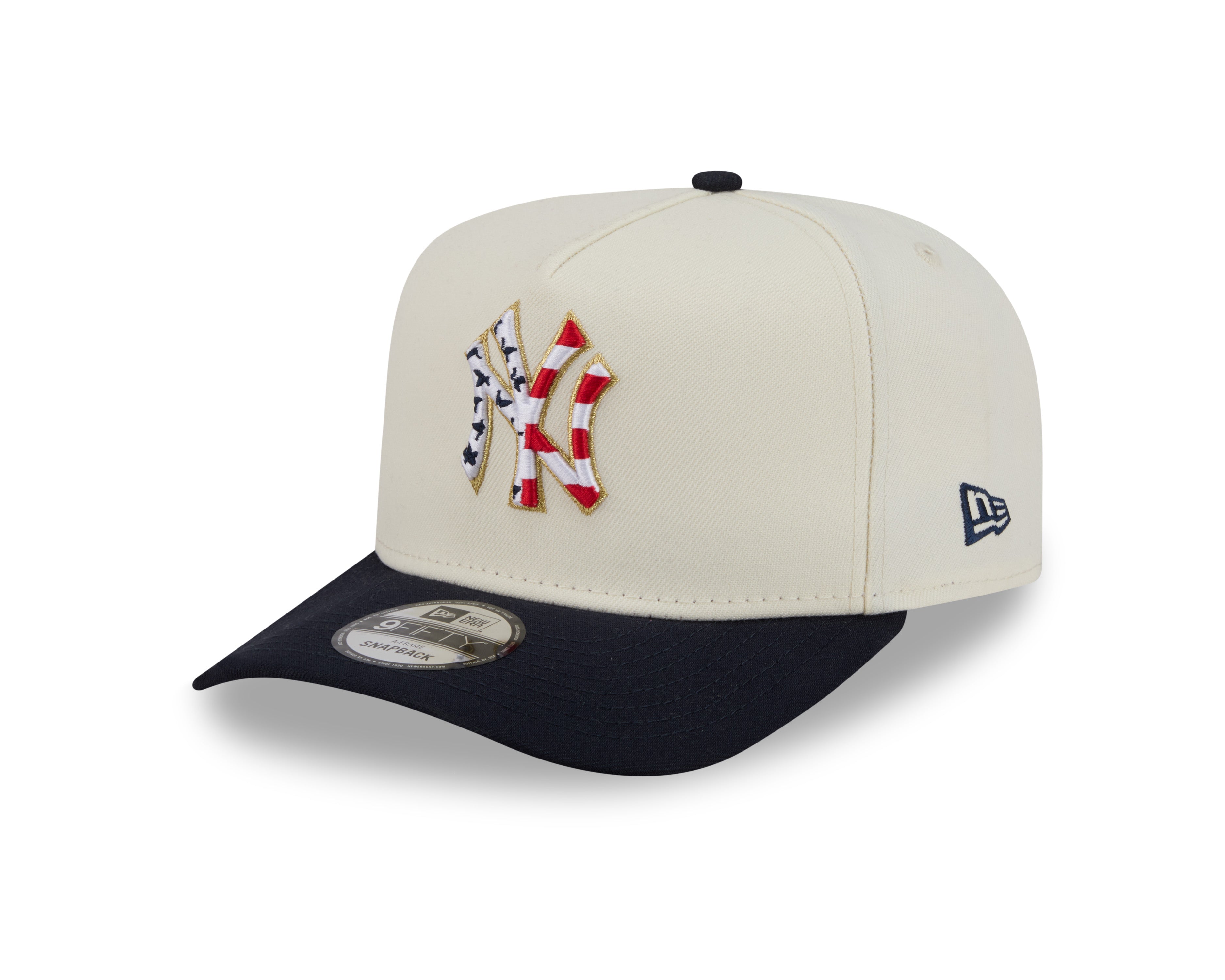 New Era New York Yankees 9FIFTY A-Frame snapback cap med stjerner og striber i kromfinish.