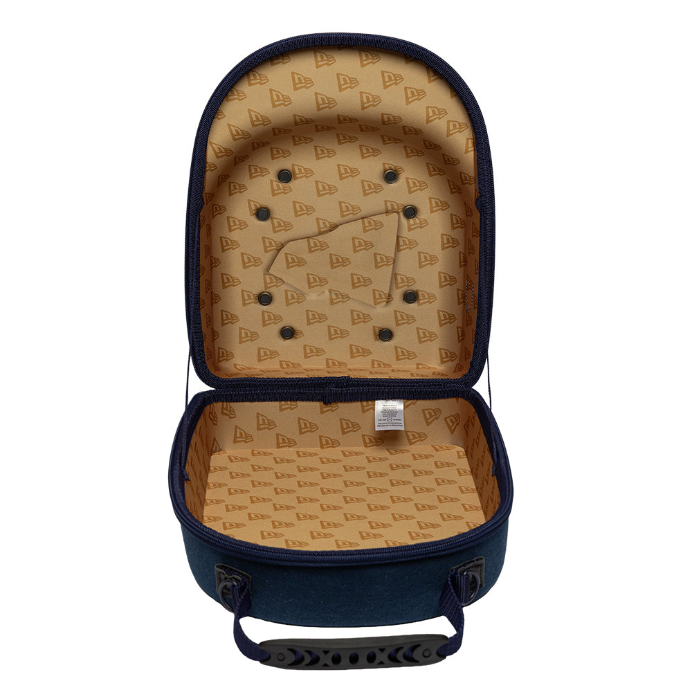 New Era denim taske til cap carrier, 6-pack, navy farve, holdbar og praktisk til opbevaring af kasketter