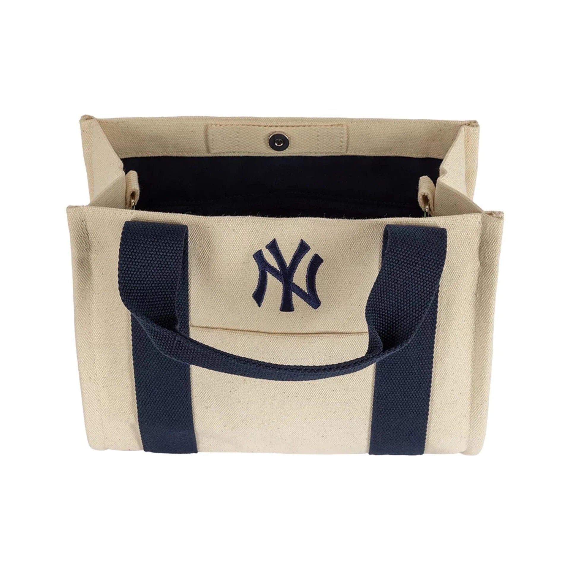 Lysebeige New Era Mini MLB tote taske med New York Yankees logo, velegnet til sport- og hverdsdagsbrug.