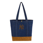 Navy suede denim tote taske med New York Yankees logo fra New Era, afslappet og rummelig til dagligt brug.