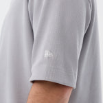 Grå New Era MLB Waffle Box T-shirt med Mets-logo, vises med tydelige logoer og blødt bomuldsstof.