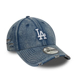 Blå New Era 9FORTY Los Angeles Dodgers cap i acid wash denim med justerbart bånd og tydeligt Dodgers logo foran.