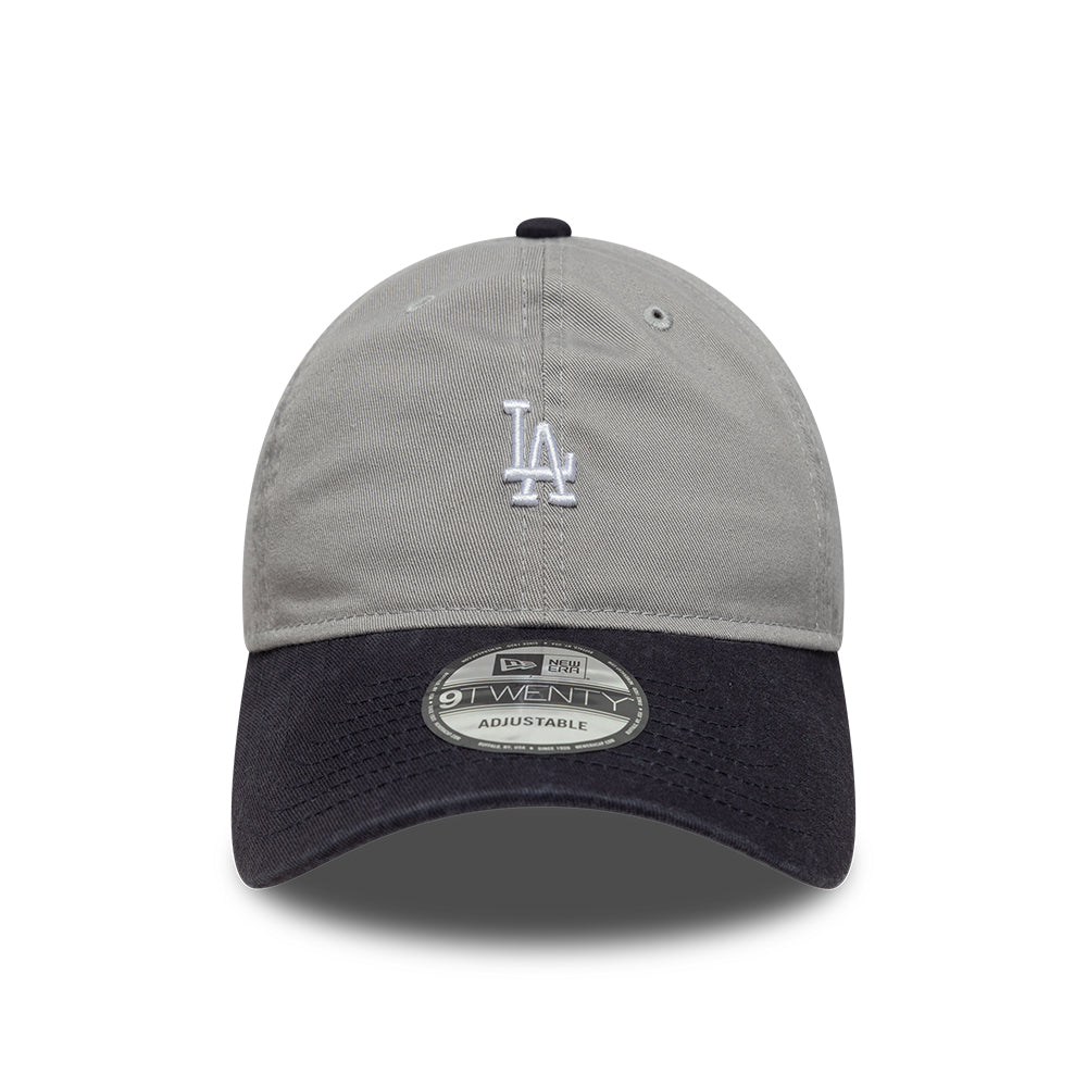 New Era Los Angeles Dodgers 9TWENTY mini washed kontrast cap i grå og navy farver, afslappet baseballkappe med logo detaljer