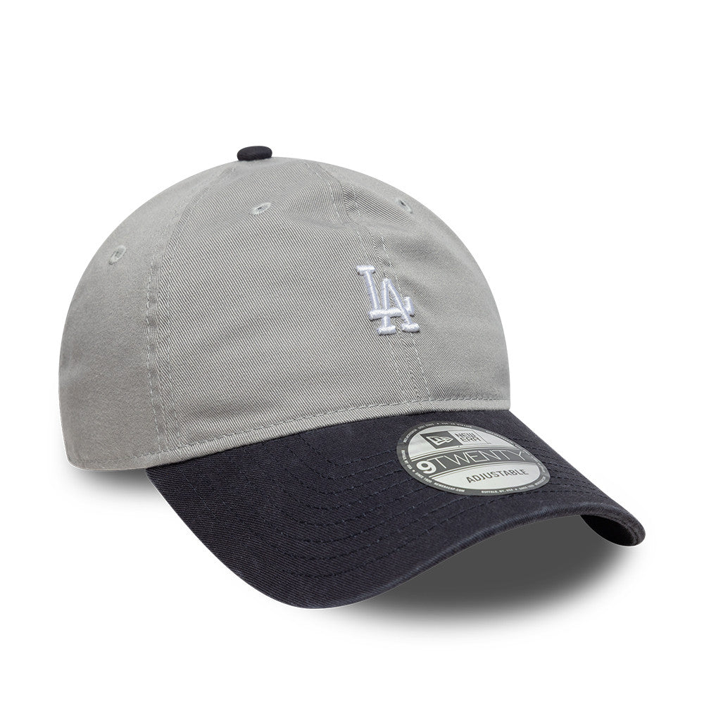 Grå og navy New Era Los Angeles Dodgers 9TWENTY mini washed kontrast cap med justerbart bånd og logo foran