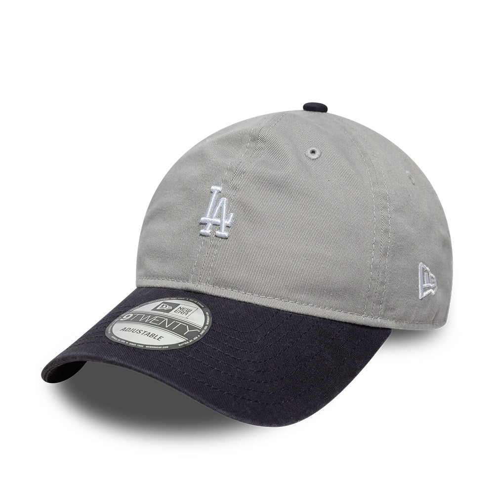 New Era Los Angeles Dodgers 9TWENTY mini washed kontrast kasket i gråt og navy, afslappet baseball cap til fans