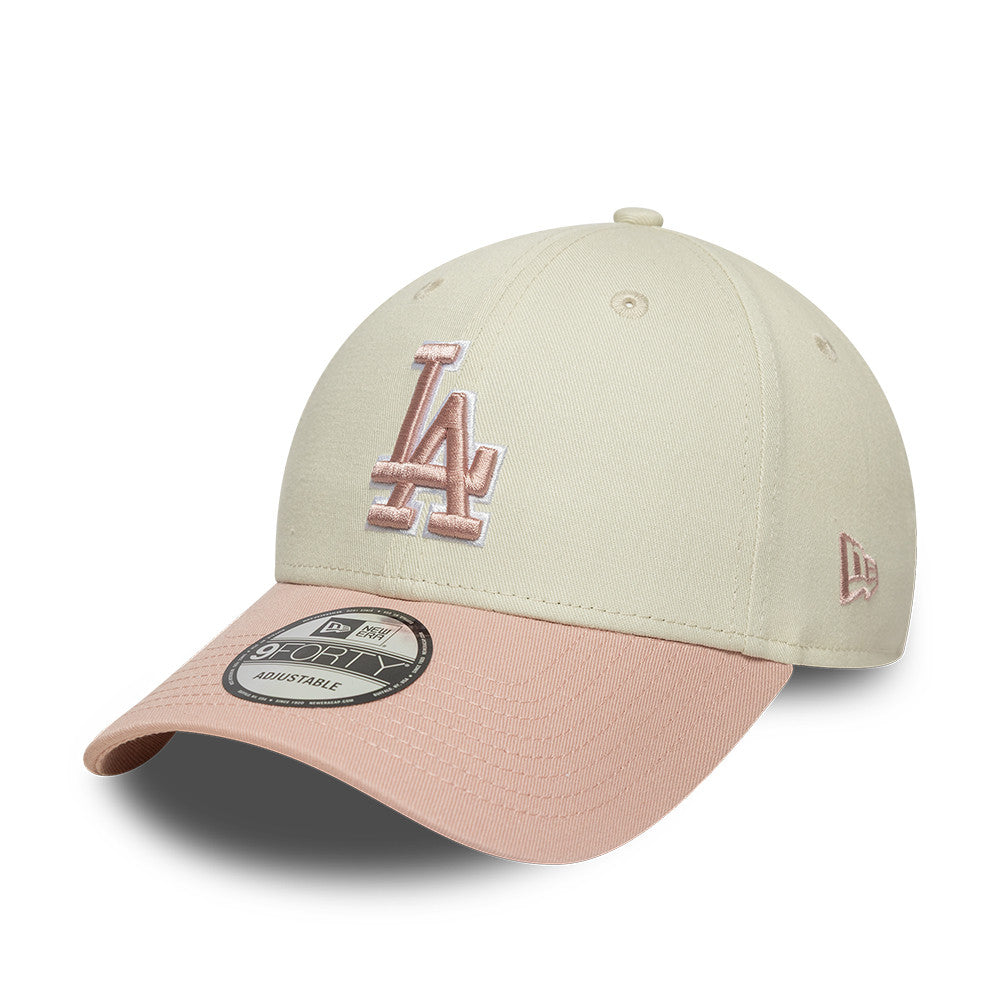 New Era Los Angeles Dodgers 9FORTY cap med lyse krom og pink farver, sportslig hovedbeklædning med Dodgers logo.