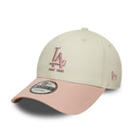 New Era Los Angeles Dodgers 9FORTY cap med lyse krom og pink farver, sportslig hovedbeklædning med Dodgers logo.