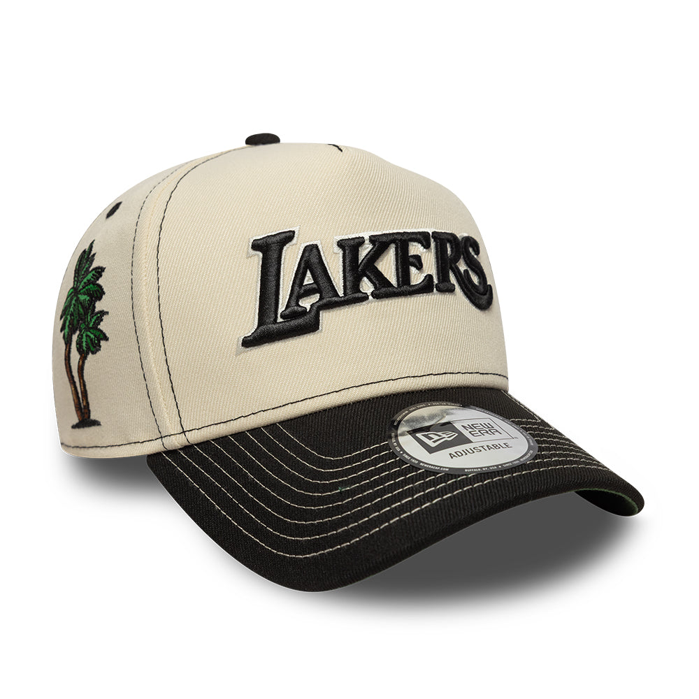 New Era 9FORTY E-Frame Los Angeles Lakers cap i krom og sort med by-ikon design