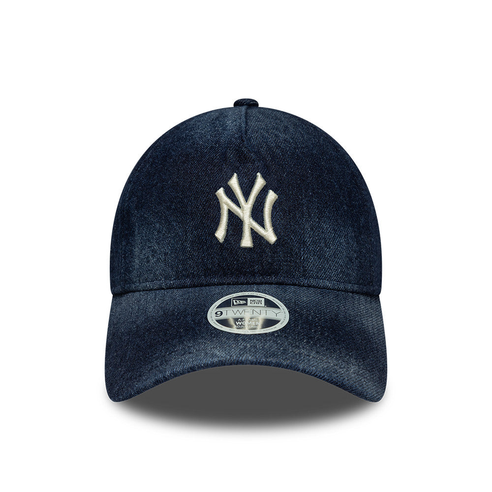 New Era 9TWENTY dames baseball cap med navy denim og Yankees A-Frame logo, afslappet og stilfuld til hverdagsbrug