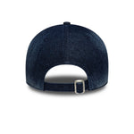 New Era 9TWENTY Dame denim A-Frame cap med Yankees logo i navy farve, afslappet og stilfuld hovedbeklædning.