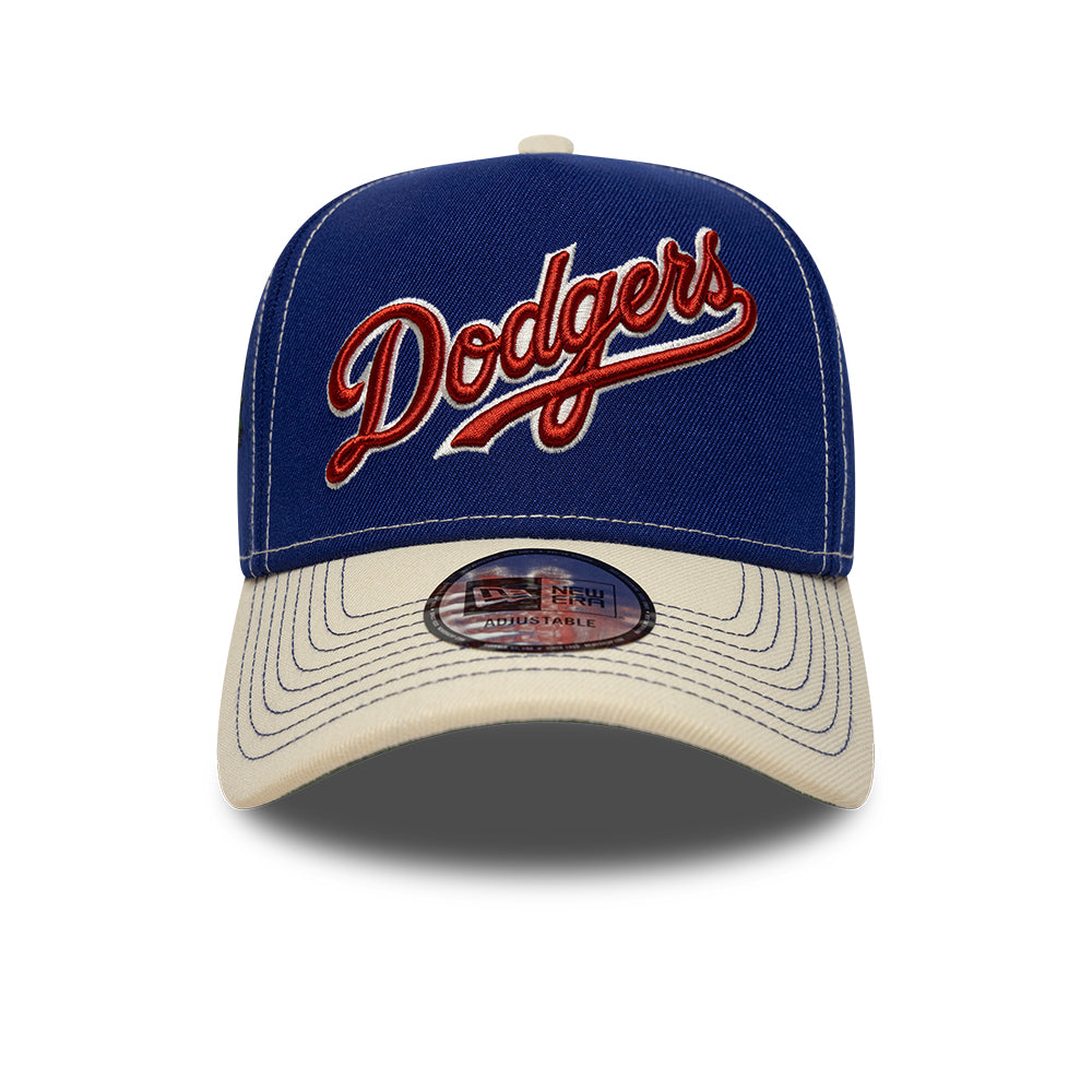 New Era 9FORTY E-Frame Los Angeles Dodgers cap i blå og krom farver med byikon design