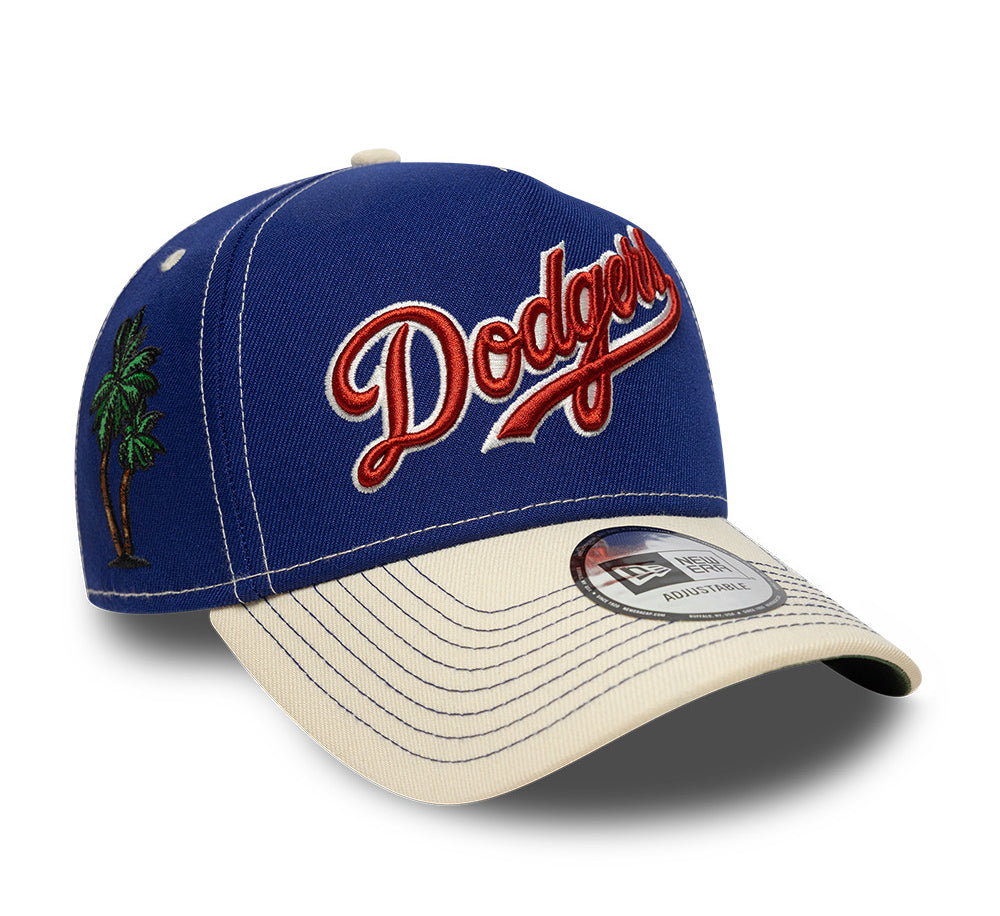 New Era 9FORTY E-Frame Los Angeles Dodgers cap i blå og krom med byikon design, sportstil og justerbar rem.