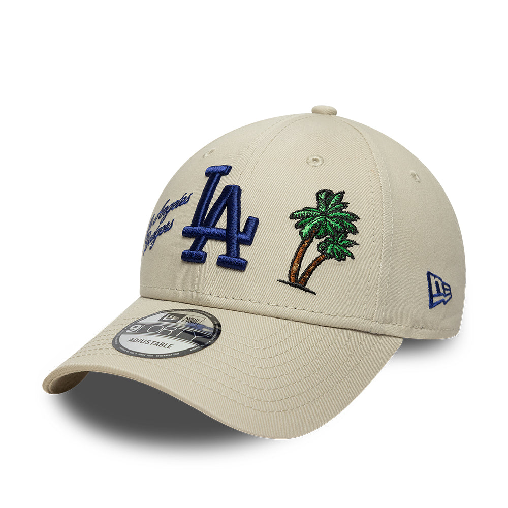 Dækkesag med New Era CITY ICON 9FORTY Los Angeles Dodgers baseballkasket i stenfarve, synlig foran på billedet