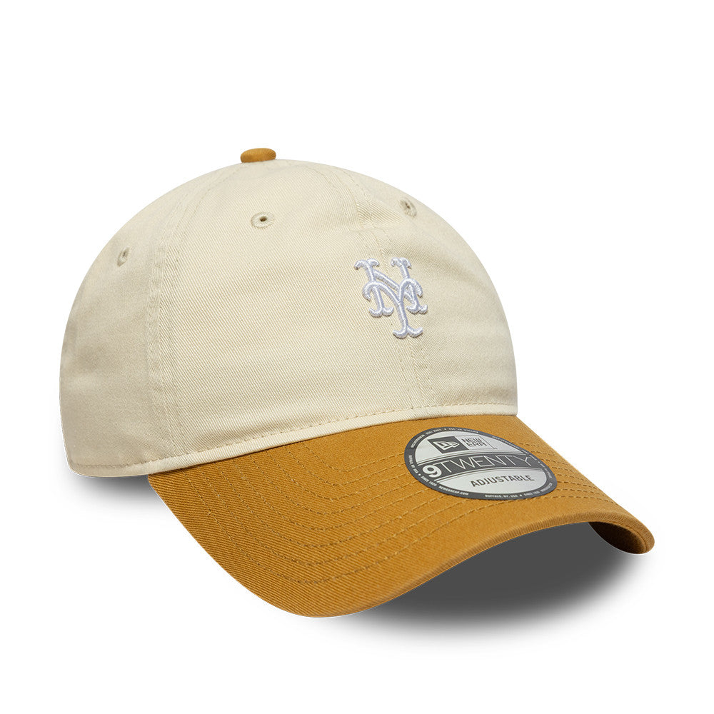 New Era New York Mets 9TWENTY mini washed kontrast cap i sten og mørk beige farver, afslappet og stilfuldt hovedbeklædning
