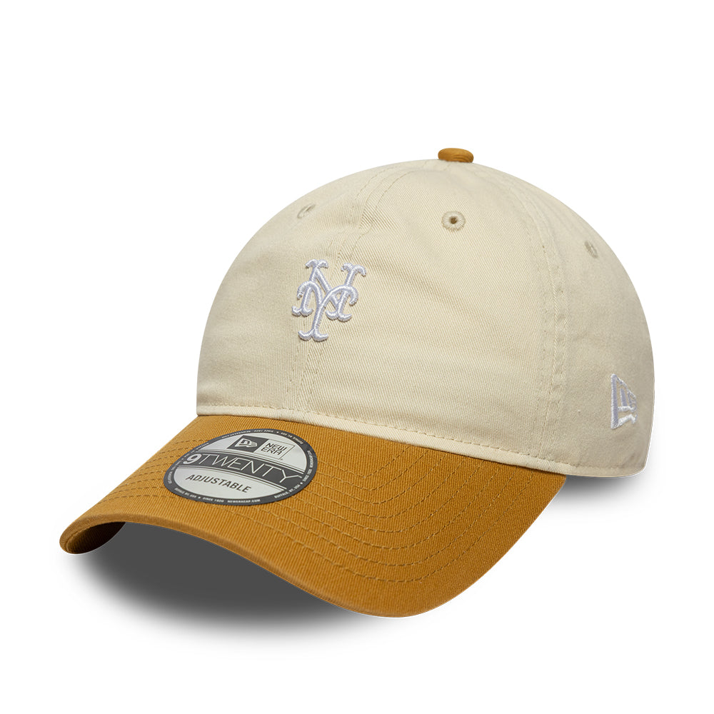 New Era New York Mets 9TWENTY mini washed kontrast cap i sten og mørk beige farver, afslappet stil og sporty design