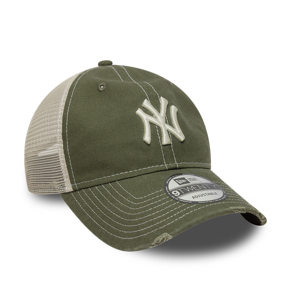 New Era New York Yankees 9TWENTY trucker cap i oliemaling med canvasmateriale og justerbart bånd.