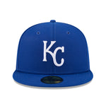 New Era 59FIFTY baseballkasket med Kansas City Royals logo i blå, Jackie Robinson JRD design, perfekt til fans.