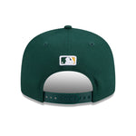 New Era 9FIFTY snapback cap med Oakland Athletics logo, sort og grøn, afslappet baseballkappe med flat skygge.