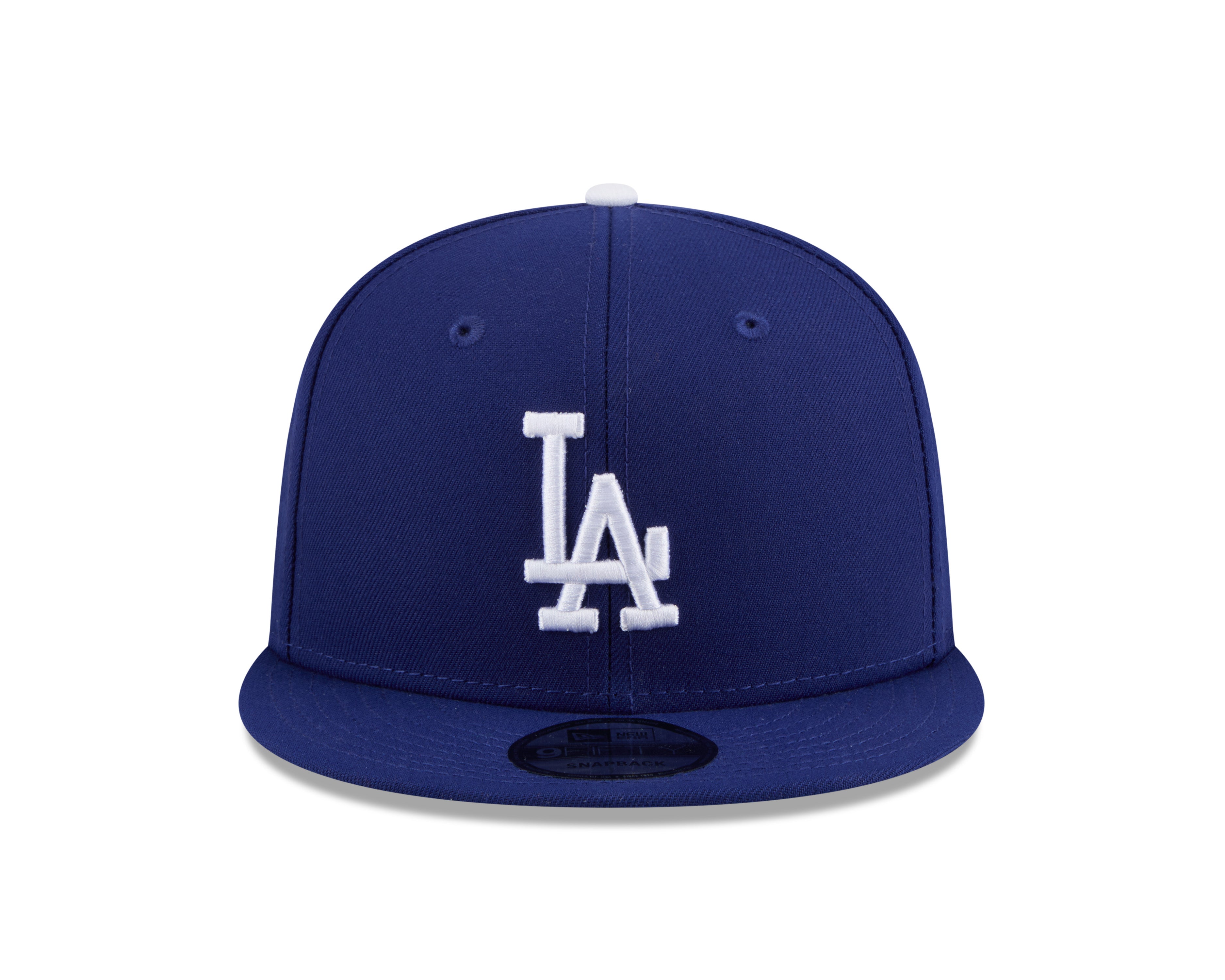 New Era Jackie Robinson JRD 9FIFTY snapback cap med Los Angeles Dodgers logo og flat skygge, sort med blå detaljer