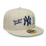 New Era 59FIFTY fitted cap med Yankees logo og city ikon design i stenfarvet stof, sporty og stilfuld hovedbeklædning