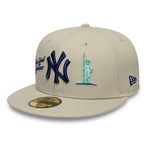 New Era 59FIFTY fitted Yankees cap i stenfarve med by-ikon design, perfekt til fans og samlere