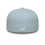 Lys blå New Era 59FIFTY fitted cap med Los Angeles Dodgers CITY ICON logo, klassisk baseballkappe design.
