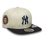 New Era 9FIFTY Original Fit Yankees Cooperstown cap i chrome og navy med WS-pletter, justerbart kasket til baseballfans
