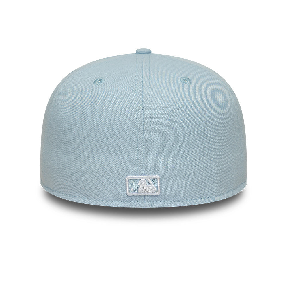 New Era 59FIFTY fitted Yankees cap i pastellblå med holdlogo, afslappet sportstil og høj kvalitet.
