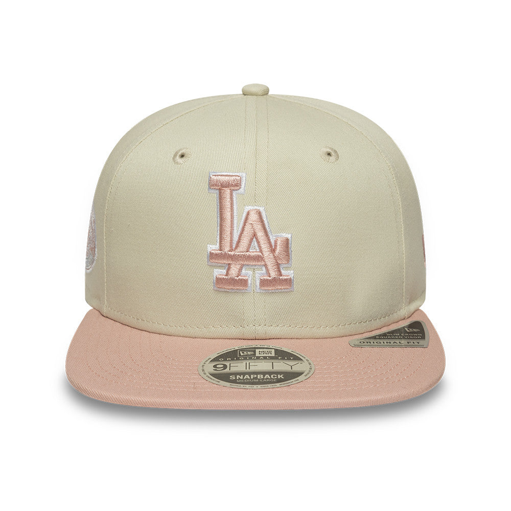 New Era Los Angeles Dodgers 9FIFTY Original Fit cap med WS PATCH i chrome og pink farver, sportshatte til fans