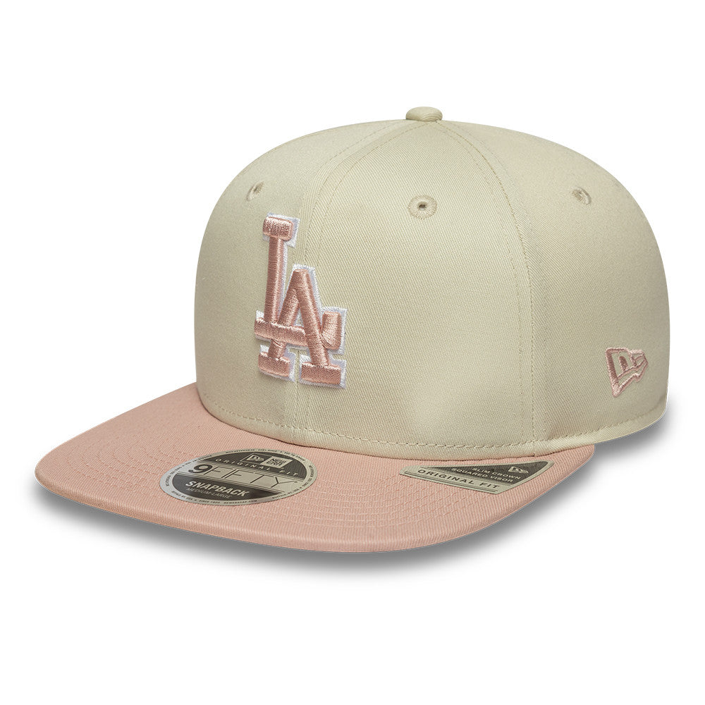 New Era Los Angeles Dodgers 9FIFTY Original Fit kasket med Cooperstown WS PATCH i Chrome og Pink.