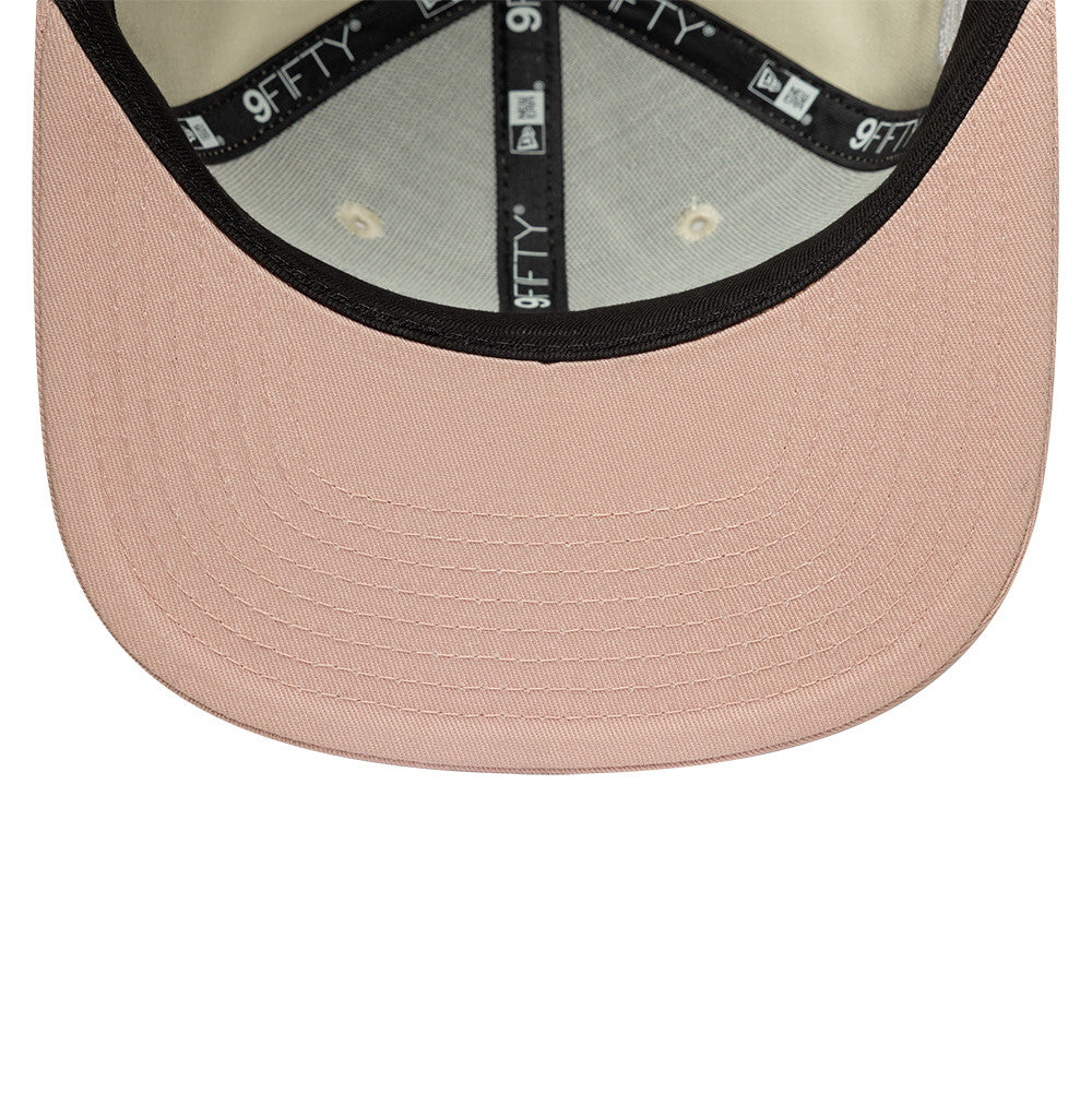 New Era 9FIFTY original fit Los Angeles Dodgers cap med Cooperstown WS patch i krom og pink farver, flat design og justerbar rem