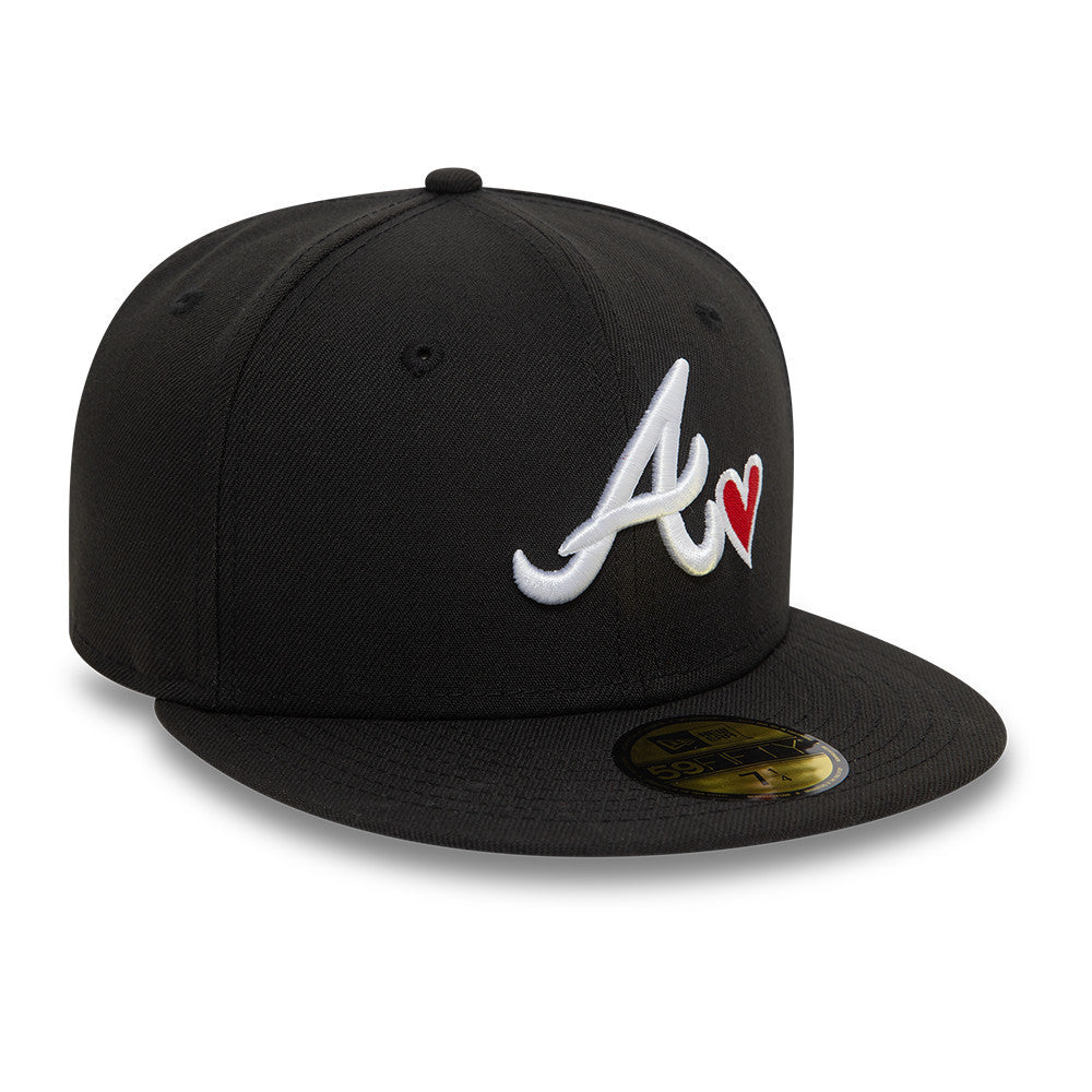 New Era - 59FIFTY Fitted Cap - Atlanta Braves - HEART ICON - Black/White - Headz Up 