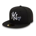 New Era - 59FIFTY Fitted Cap - New York Yankees - HEART ICON - Black/White - Headz Up 