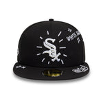 Sort New Era 59FIFTY Fitted Chicago White Sox cap med SCRIBBLE-design og hvid logo foran.