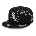 Sort New Era 59FIFTY fitted Chicago White Sox cap med scribble-design, sportlig og stilfuld hovedbeklædning