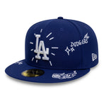 New Era 59FIFTY fitted cap med Los Angeles Dodgers logo i blåt med scribble-design.