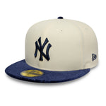 New Era 59FIFTY fitted cap med New York Yankees logo og paisley visir i lys krom og navy farver