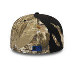 Sort New Era 59FIFTY A-Frame Yankees kasket med Split Real Tree camouflage print, tilpasset pasform, for sports- og baseballfans.
